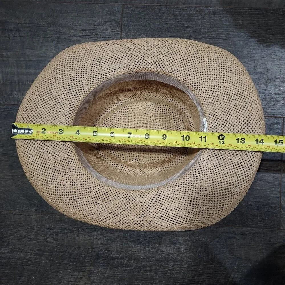 Coastal Cowgirl Hat Belt Sliver Eagle Details Summer Straw Head Diameter Size 22 - Picture 11 of 13